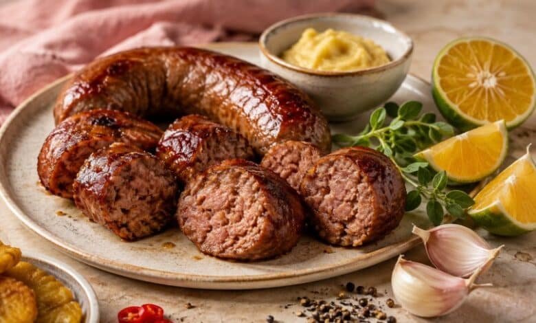 Dominican longaniza with garlic oregano sour orange and black pepper
