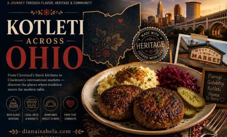 Russian-style kotleti in Ohio with mashed potatoes, beet salad and pickles inspired by Cleveland and Cincinnati