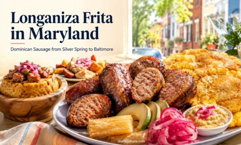 Dominican longaniza frita with tostones and yuca inspired by Maryland’s Dominican food scene